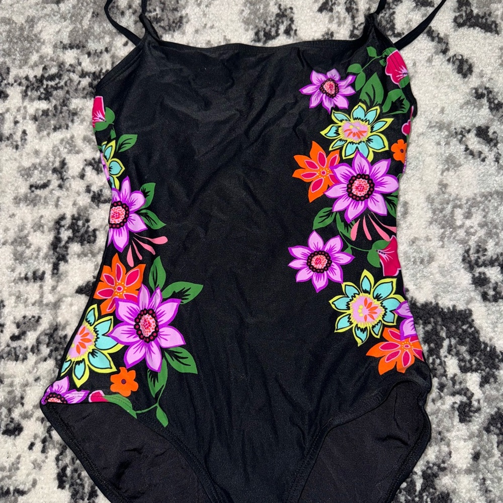 Floral one piece bathing suit